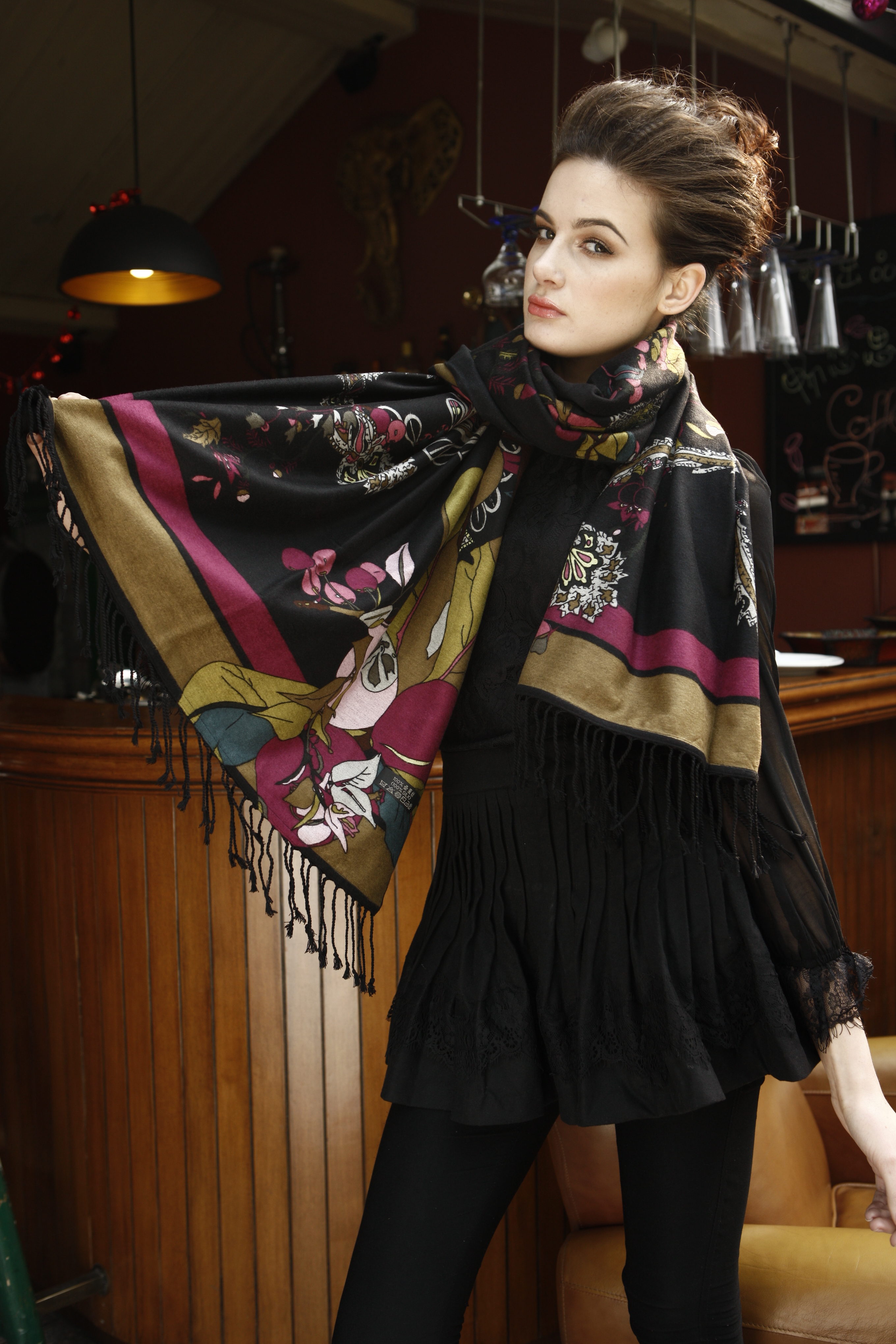 Bufanda cepillada de seda estampada