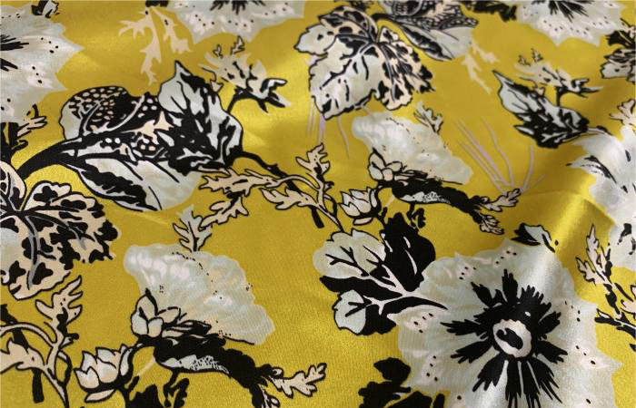 Printed acetate satin fabric