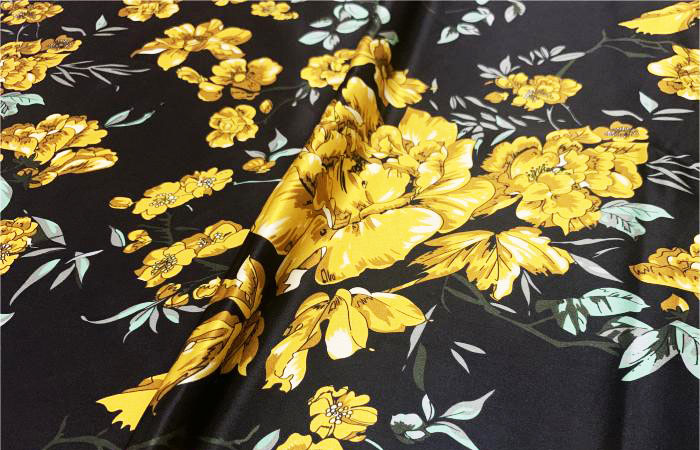 Printed acetate satin fabric