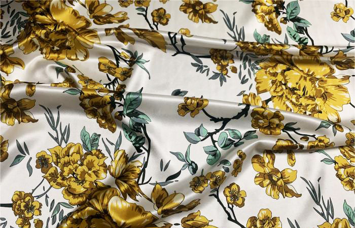 Printed acetate satin fabric