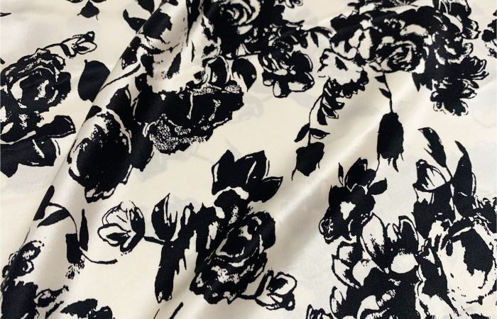 Printed acetate satin fabric
