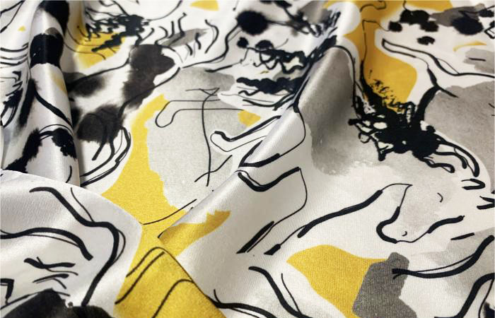 Printed acetate satin fabric