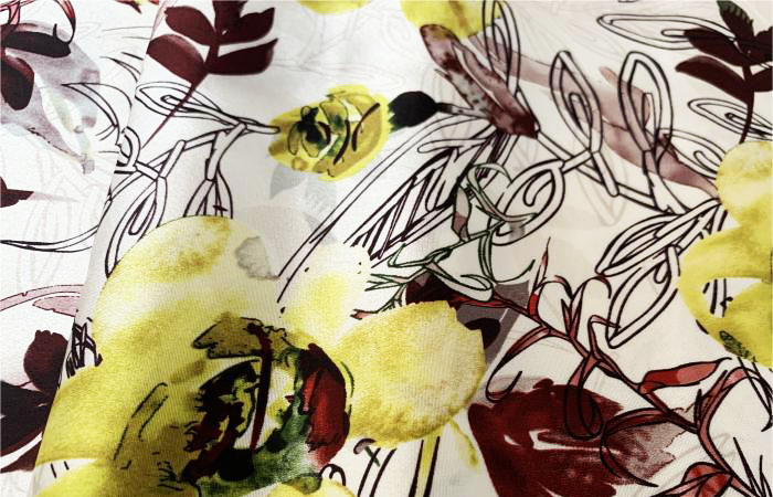 Printed acetate satin fabric