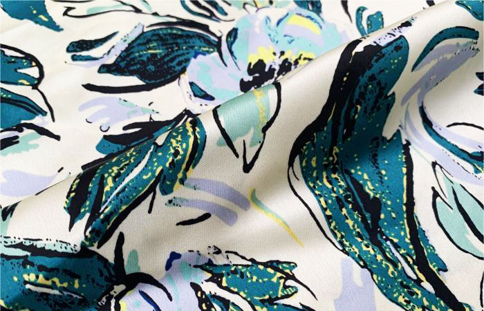 Printed acetate satin fabric