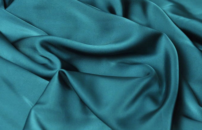 Shrimp Blue dyed acetate satin fabric