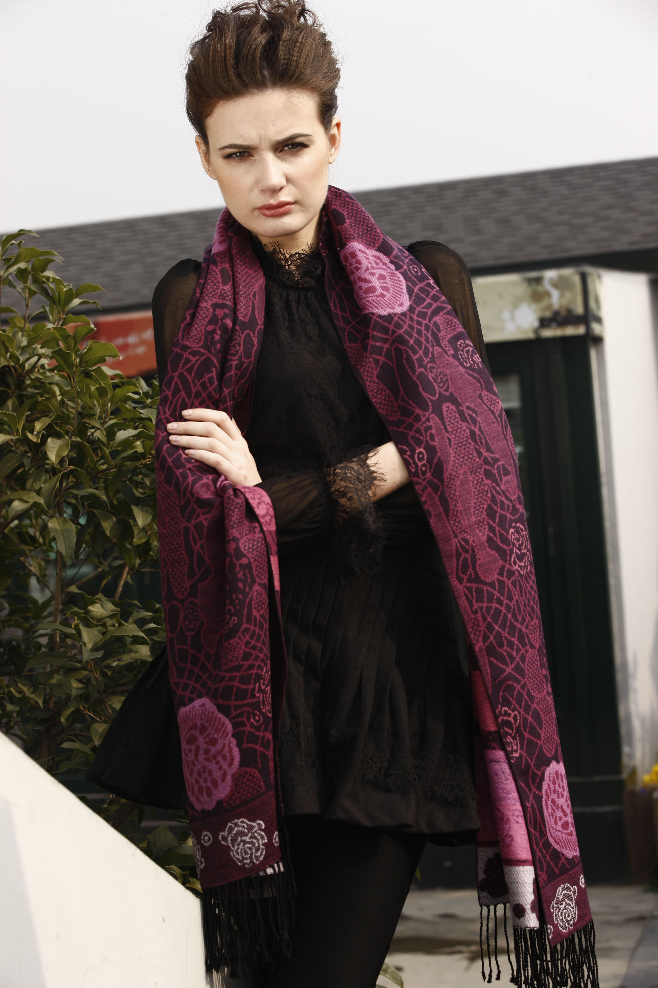 Jacquard silk flannel scarf
