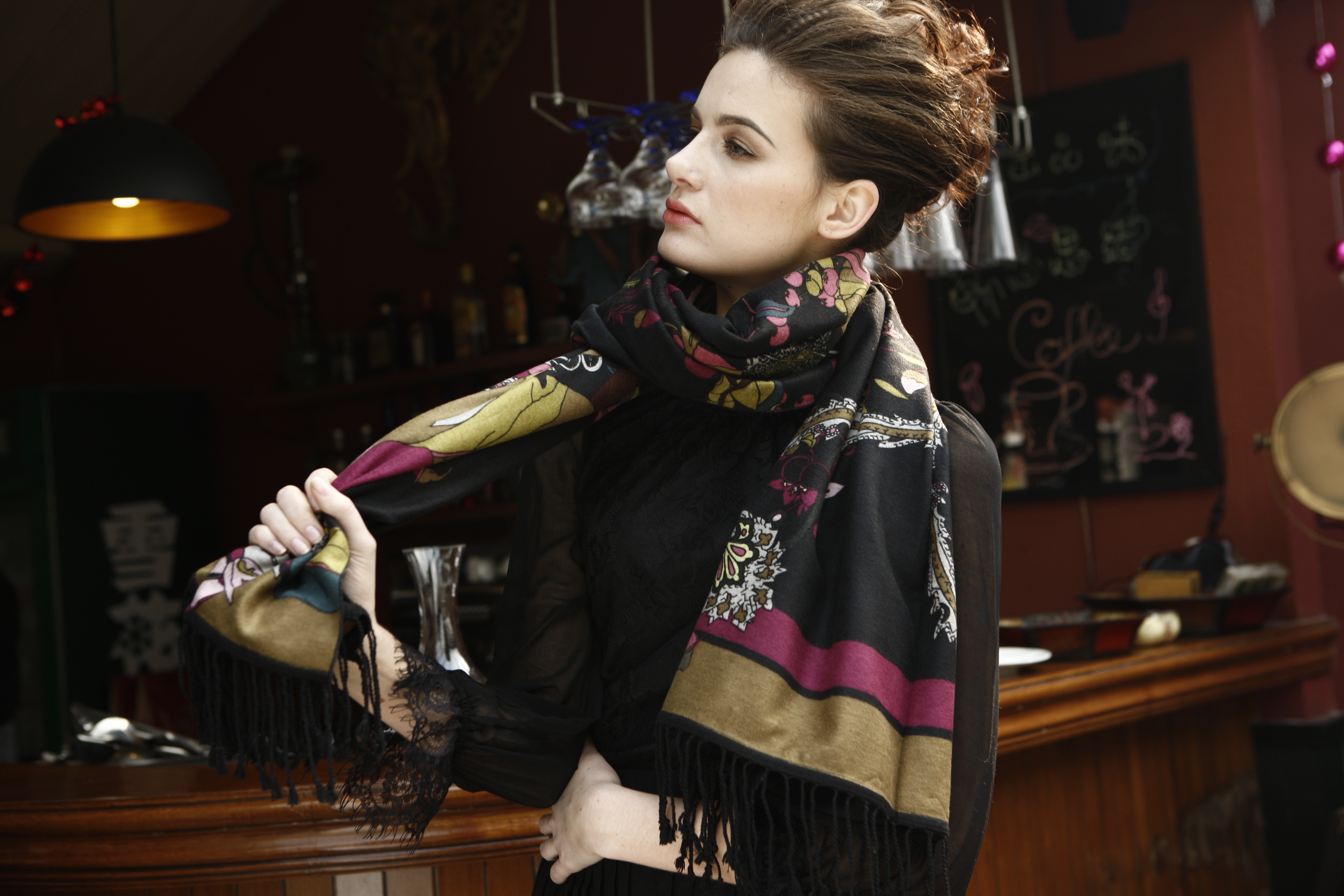 Double layer silk shawl