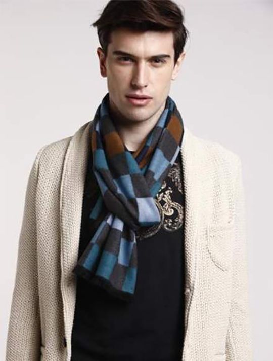 Plaid silk flannel scarf