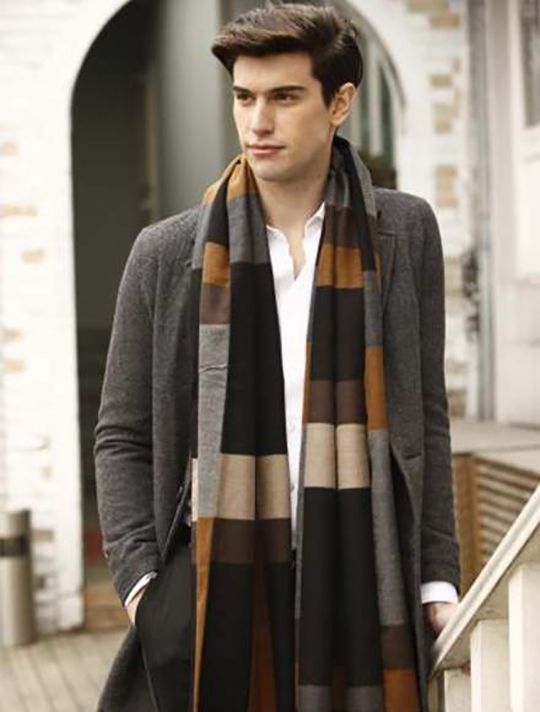 Striped brushed silk scarf 